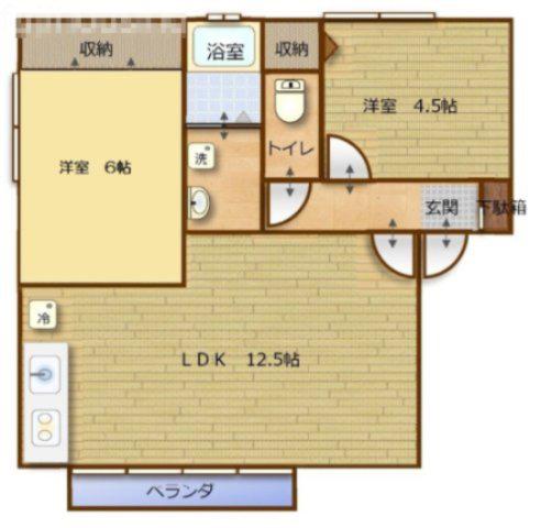 ピオラタウンI(2LDK/1階)の間取り写真