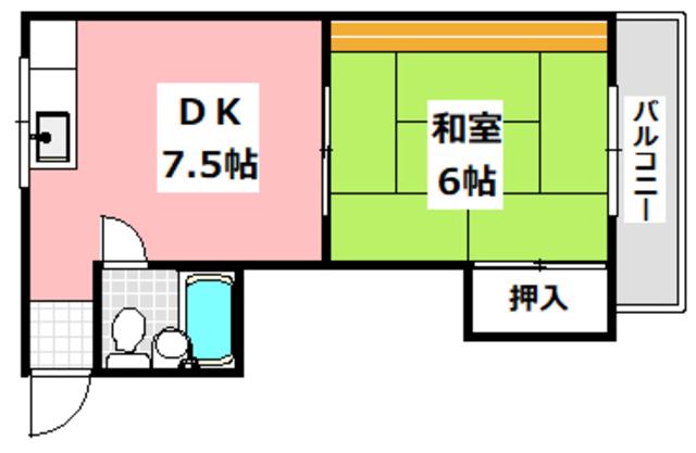 正雀本町ビル(1DK/3階)の間取り写真