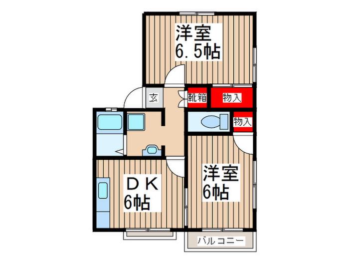 LOVELY ハイツ(2DK/2階)の間取り写真