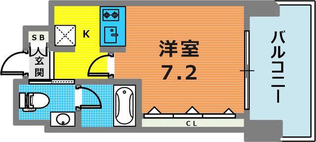 W.O.B.ROKKOHMICHI(1K/5階)の間取り写真