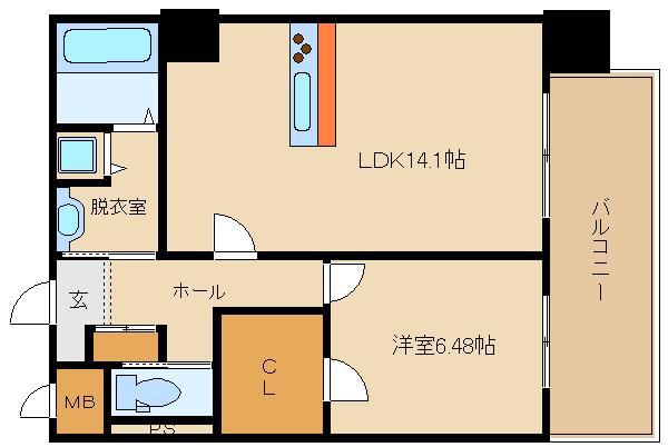 ヴェヌスタ(1LDK/7階)の間取り写真