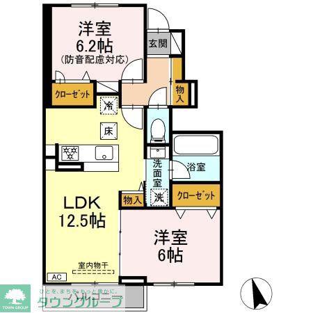 アヴァンセ横浜小机(2LDK/1階)の間取り写真