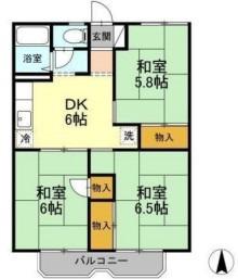 パレーシャル小原(3DK/2階)の間取り写真
