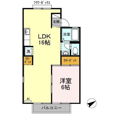 サニーハイツ(1LDK/2階)の間取り写真