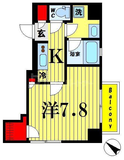 クレストコートTS吾妻橋(1K/4階)の間取り写真