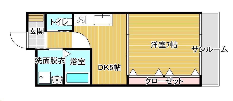 メゾンジュネスVII(1DK/5階)の間取り写真