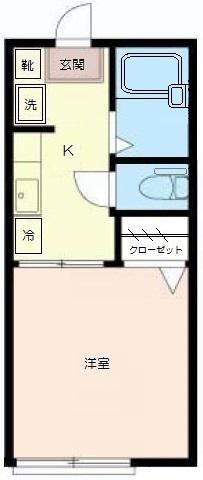 ドミール前原C棟(1K/2階)の間取り写真