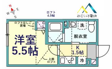 ベイルーム川崎渡田(1K/2階)の間取り写真