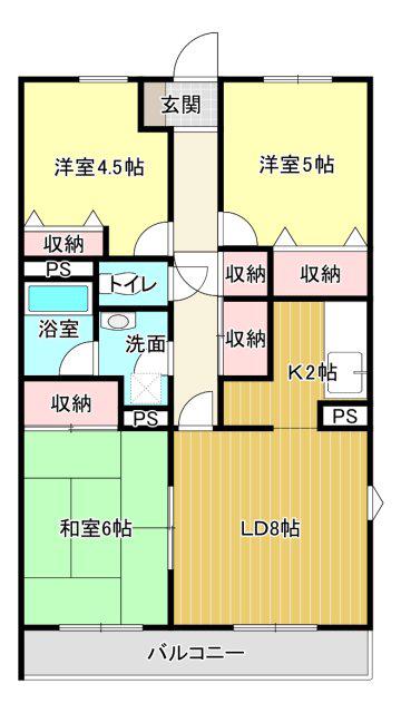 ソレアード曳馬(3LDK/3階)の間取り写真