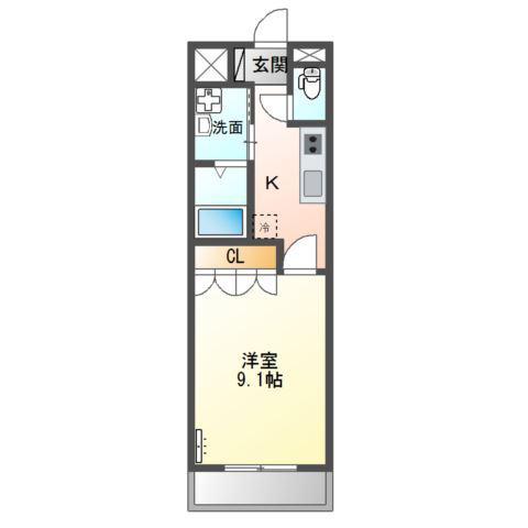 SUNNY PARK(1K/2階)の間取り写真