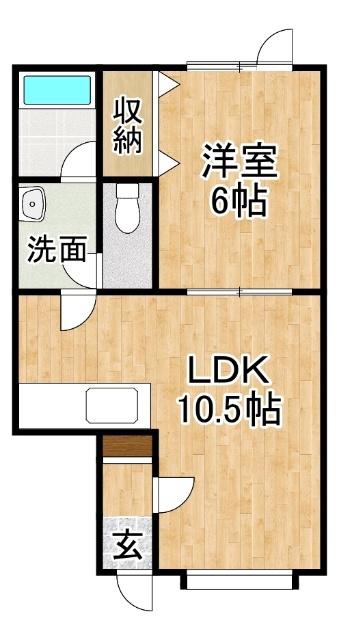 クリエイトI(1LDK/1階)の間取り写真