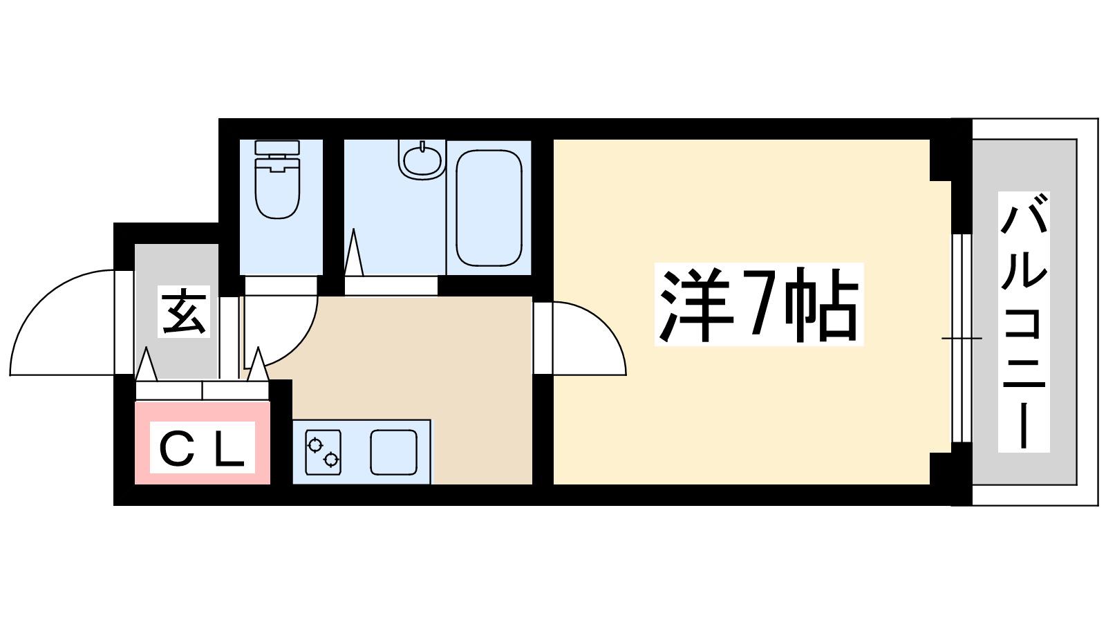 シャルム橋本Ⅲ(1K/1階)の間取り写真