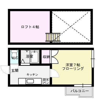 ファミール吉塚(1K/2階)の間取り写真