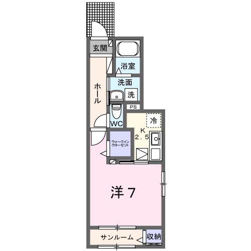 コルティーレII(1K/1階)の間取り写真