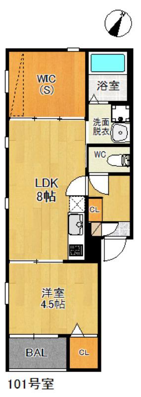 REGALEST警固(1SLDK/2階)の間取り写真