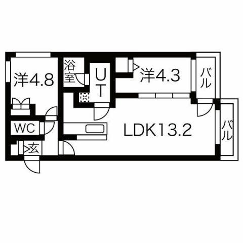 メニーズコート麻生西プレミア(2LDK/3階)の間取り写真