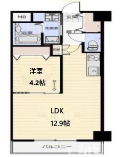 アークデュオ仙台宮町(1LDK/5階)の間取り写真