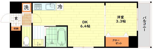 エスタート塚本(1DK/10階)の間取り写真