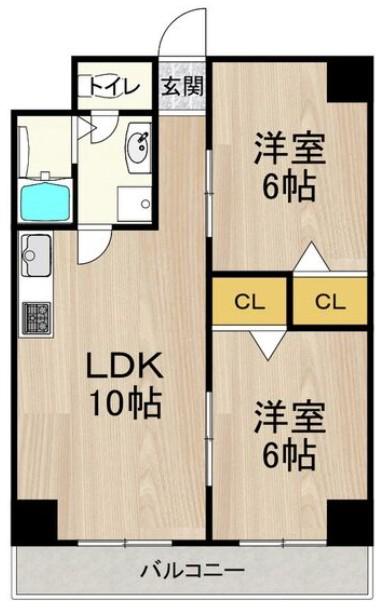 アルカディア イン(2LDK/2階)の間取り写真
