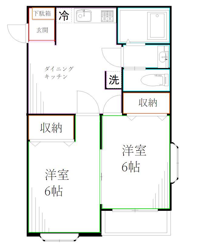 貢栄ハイツ(2DK/3階)の間取り写真
