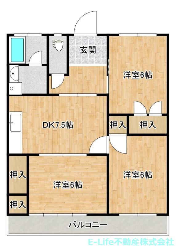 パルハウス(3DK/2階)の間取り写真
