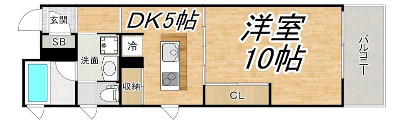 天満アパートメント(1DK/8階)の間取り写真