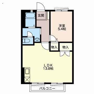 ラベンダー(1LDK/2階)の間取り写真