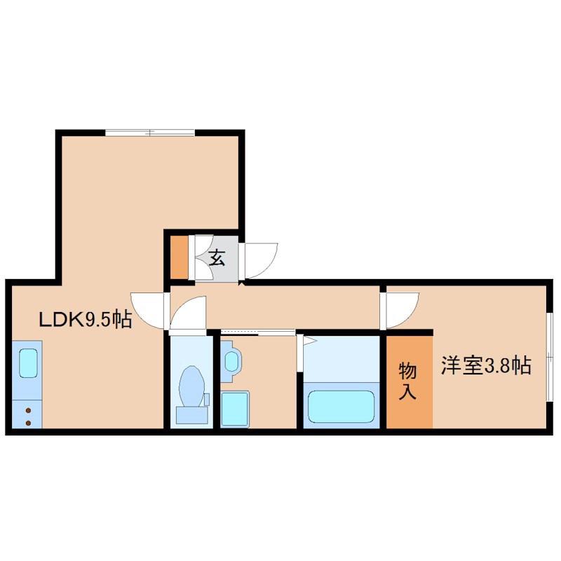FLATS西立花(1LDK/1階)の間取り写真