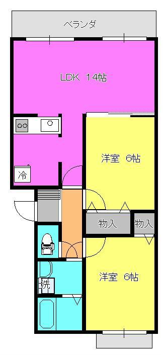 グッドリバーガーデン(2LDK/1階)の間取り写真
