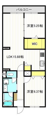 志木ニュータウン中央の森参番街4号棟(2LDK/6階)の間取り写真