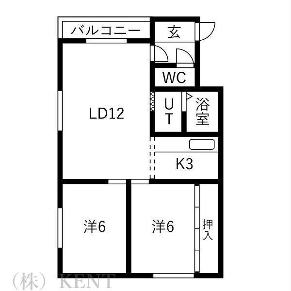 マンションゆたかA(2LDK/2階)の間取り写真