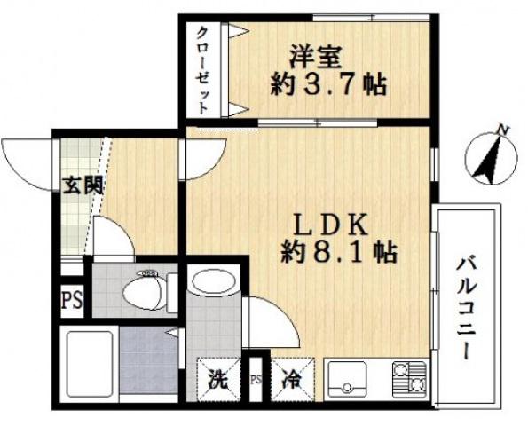 シルフィード(1LDK/3階)の間取り写真