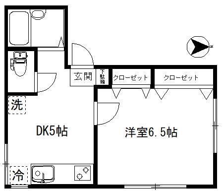 プレジール東中野(1DK/1階)の間取り写真