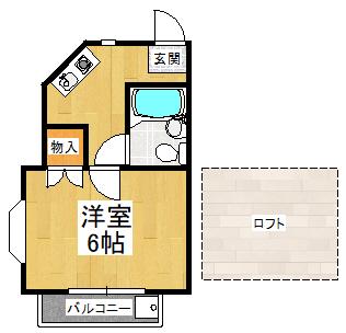 ヨーロピアンくみの木(1K/2階)の間取り写真