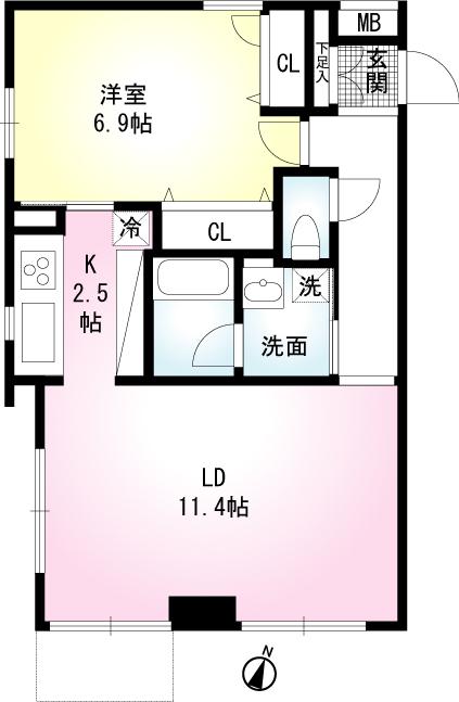 コンフォート(1LDK/1階)の間取り写真