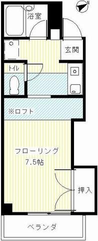 スカイコート(1K/2階)の間取り写真