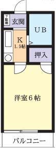 エクセル西の台B(1K/1階)の間取り写真