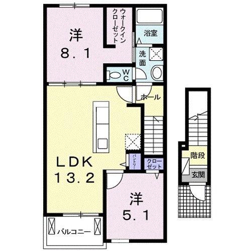 アルコバレーノ B(2LDK/2階)の間取り写真