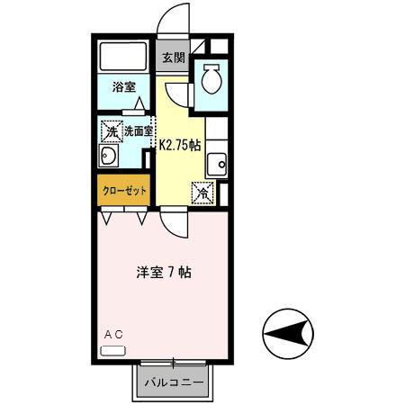 アシーナ(1K/1階)の間取り写真