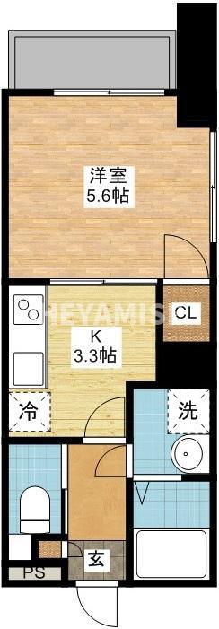 グラッチェ目覚(1K/6階)の間取り写真