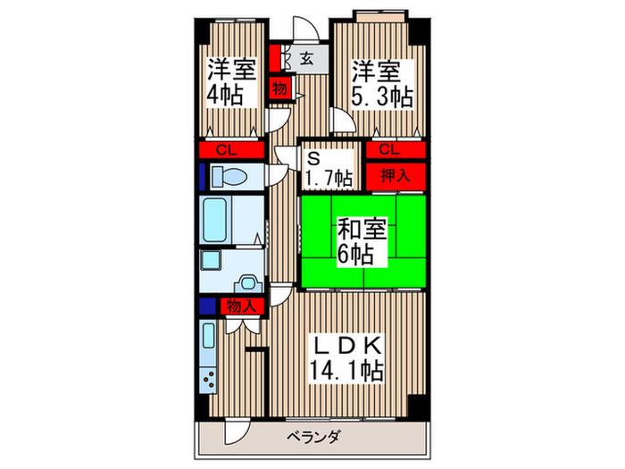 ガーデンシティ戸田(3SLDK/2階)の間取り写真