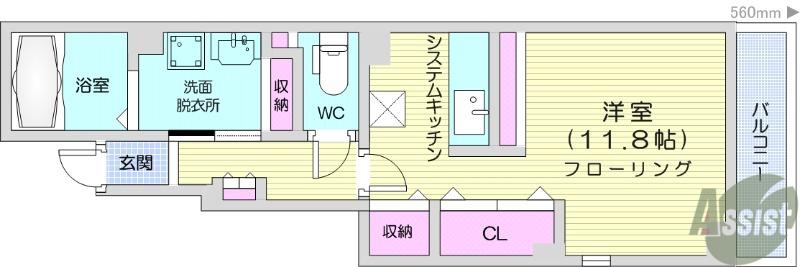 ラディアⅠ(ワンルーム/1階)の間取り写真