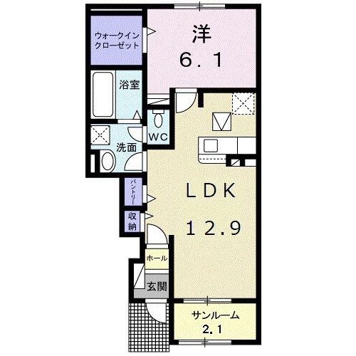 ブロッサム ヒルズ(1LDK/1階)の間取り写真