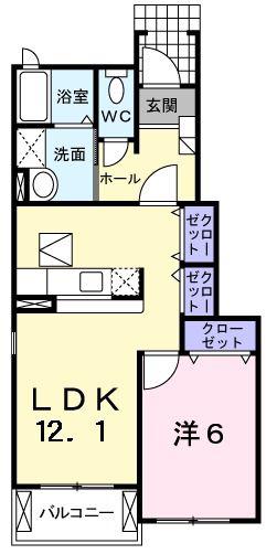 パークコート・ケンエイ(1LDK/1階)の間取り写真