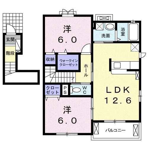 ポポラーレIV(2LDK/2階)の間取り写真