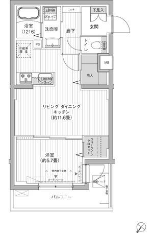 クラルテラセ新宿富久(1LDK/3階)の間取り写真