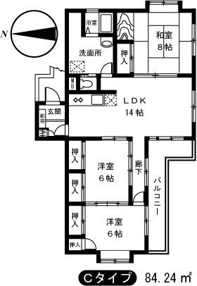 エフマンション(3LDK/2階)の間取り写真
