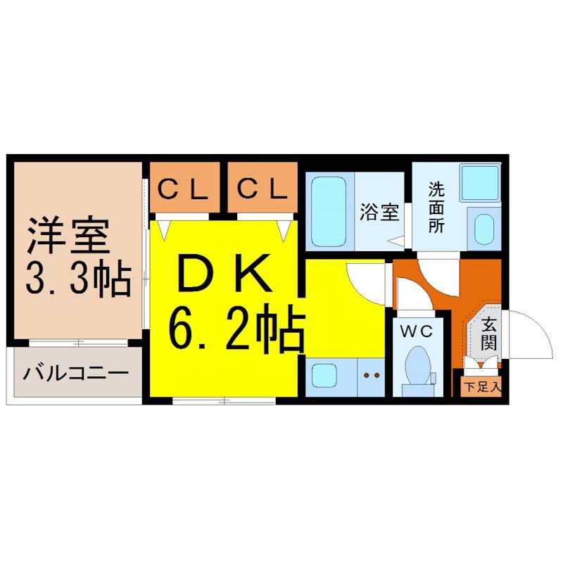フォルテシア(1DK/2階)の間取り写真