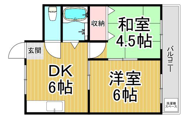 ハイム山本(2DK/2階)の間取り写真