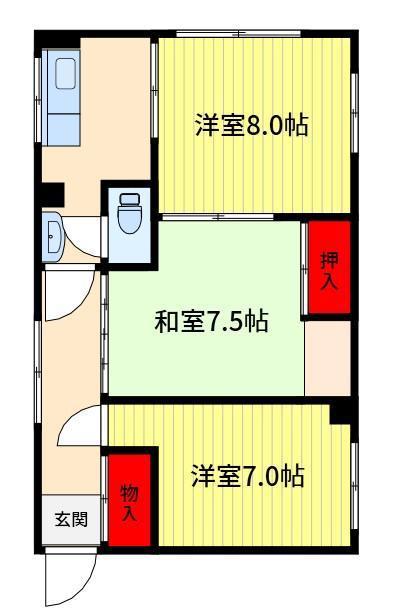 リバティ(3K/2階)の間取り写真